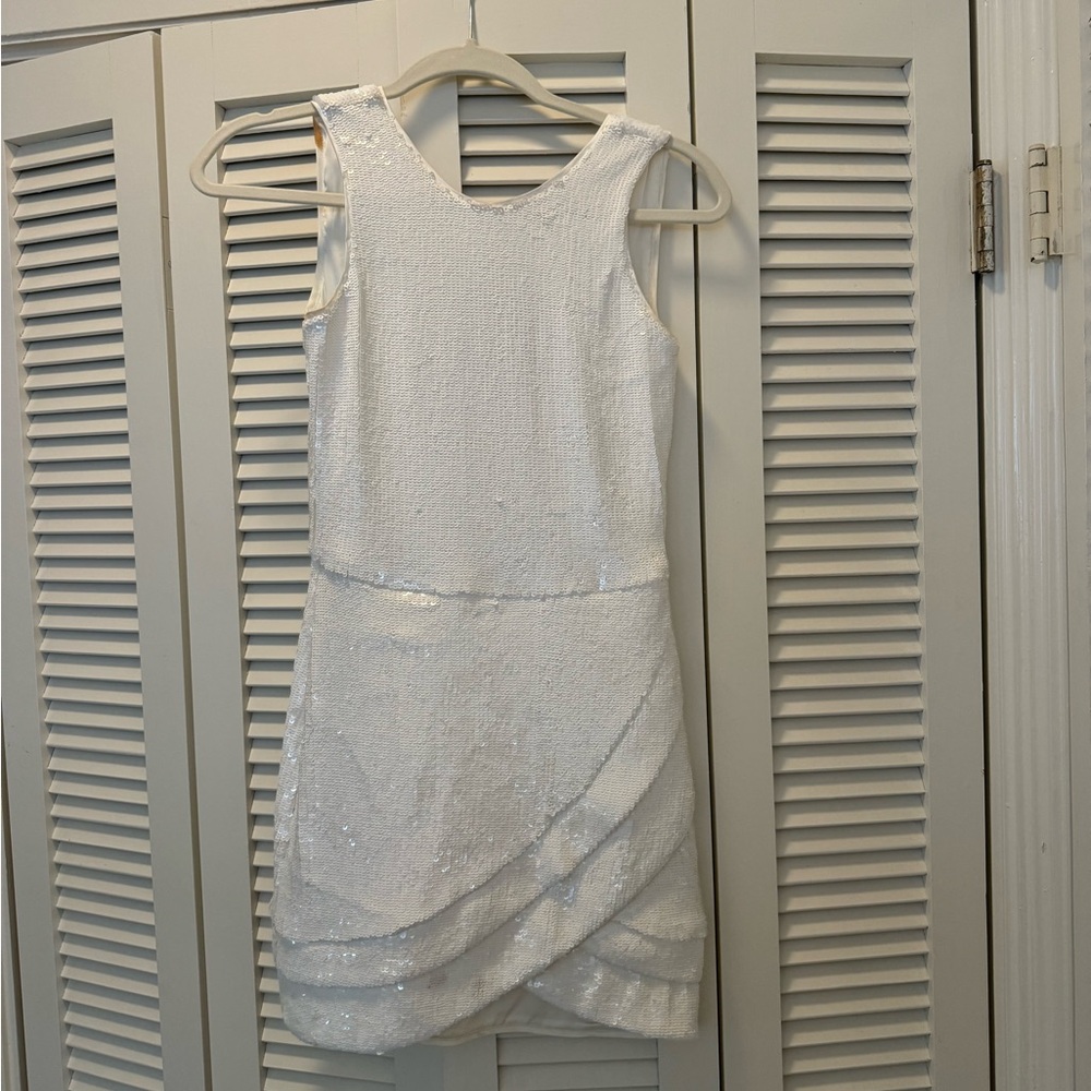 NBD white sequin mini dress